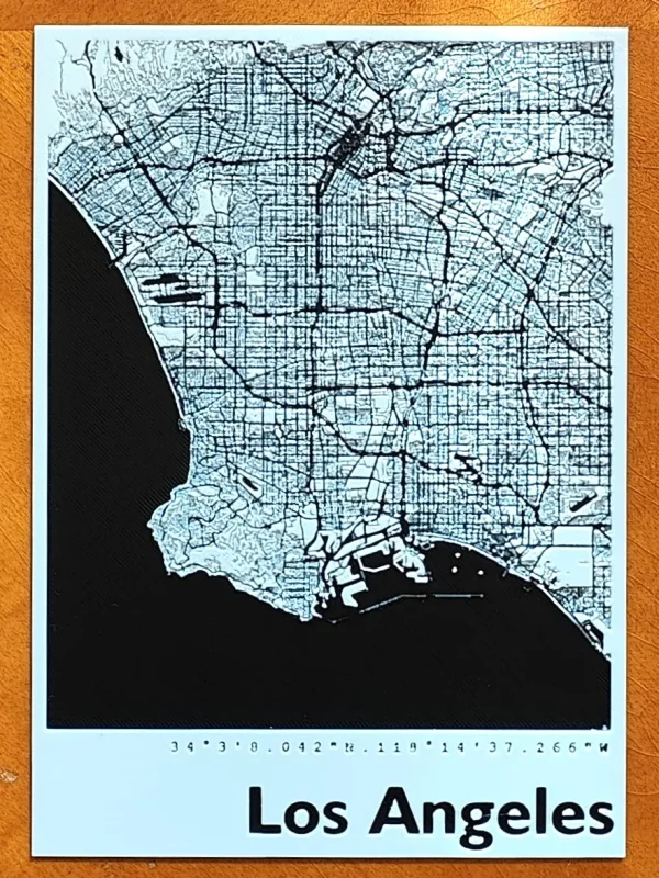 Quadro 3D Mapa de Los Angeles – Arte Minimalista